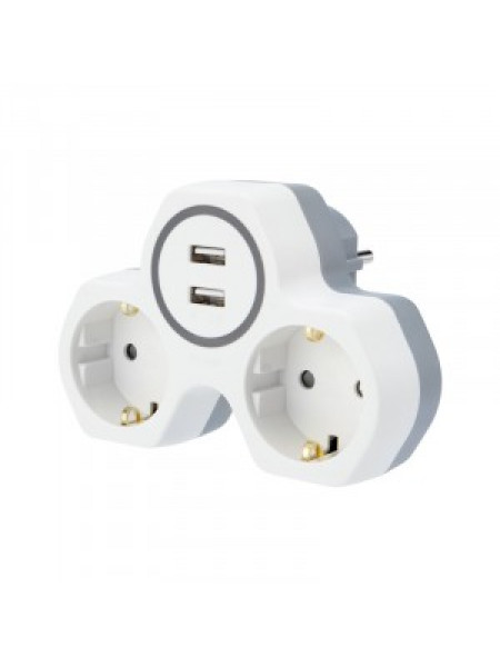 ДВОЙНИК REXANT С/З 16А + 2 USB 2,4 А БЕЛЫЙ 11-1089