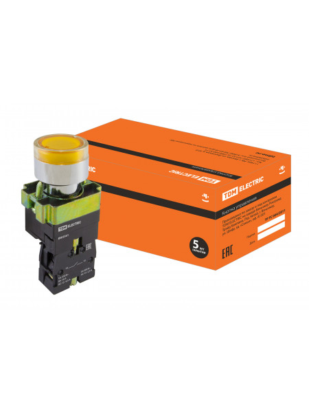 КНОПКА BW3561 LAY5 ЖЕЛТЫЙ 1з С ПОДСВЕТКОЙ TDM SQ0704-0056