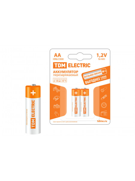 АККУМУЛЯТОР TDM AA-2300mAH R6 SQ1702-0070