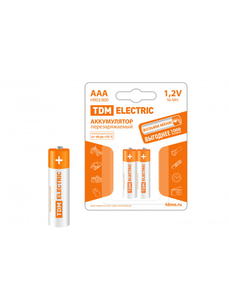 АККУМУЛЯТОР TDM AAA-800mAH R3 SQ1702-0074