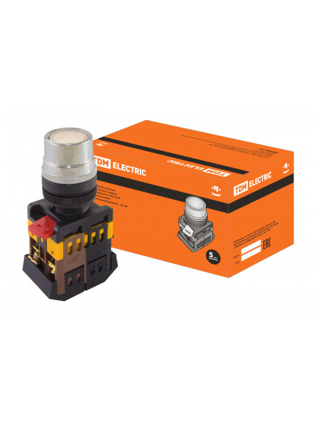 КНОПКА ABLF-22 БЕЛАЯ НЕОН 1З+1Р TDM SQ0704-0028