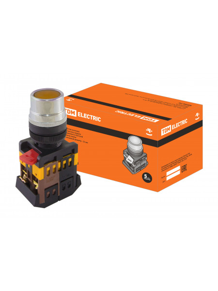 КНОПКА ABLF-22 ЖЕЛТАЯ НЕОН 1З+1Р TDM SQ0704-0003