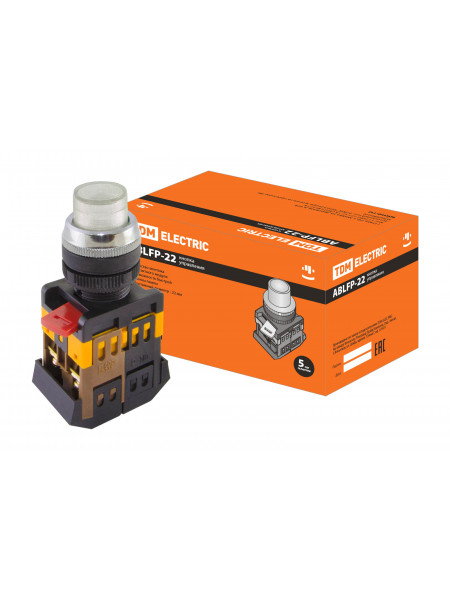 КНОПКА ABLFP-22 ПРОЗРАЧНАЯ НЕОН 1З+1Р TDM SQ0704-0032
