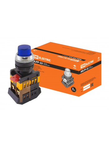 КНОПКА ABLFP-22 СИНЯЯ НЕОН 1З+1Р TDM SQ0704-0007